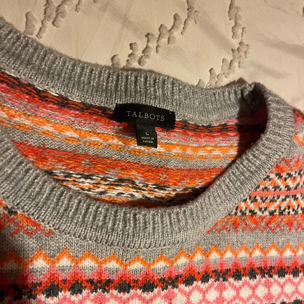 Talbots Multicolor Patterned Crew Neck Sweater